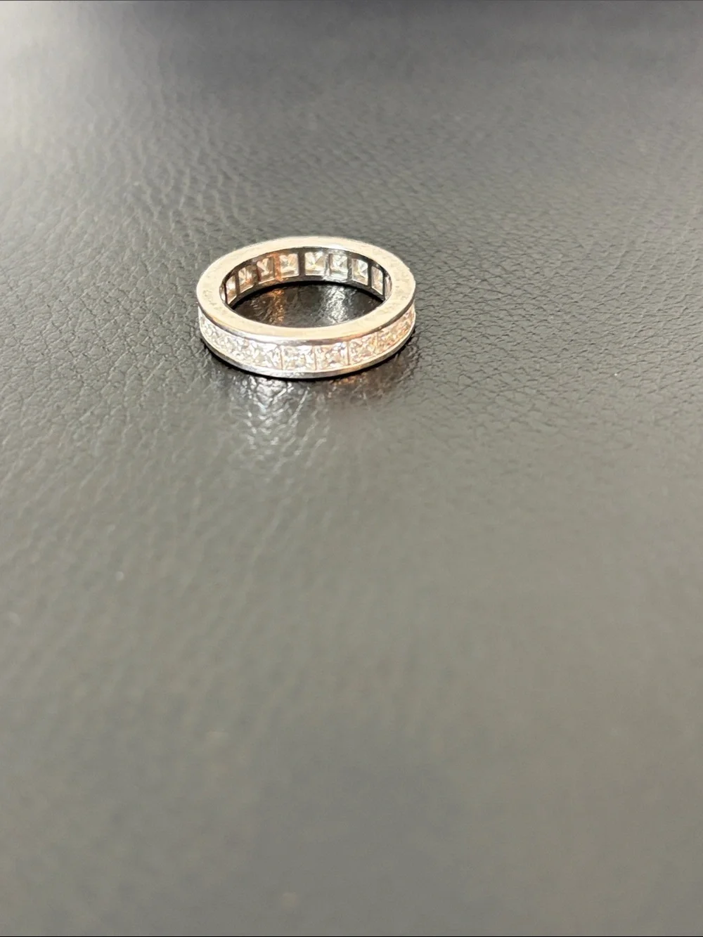 White Gold Diamond Eternity Band - Women's Clear Stone Ring